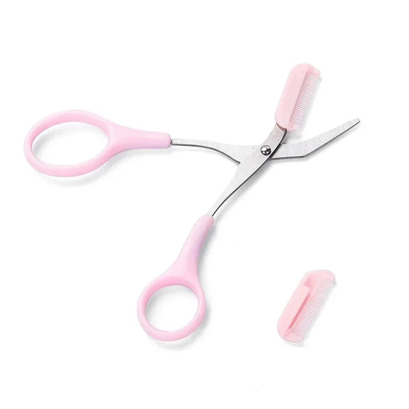Stainless Steel Eyebrow Trimmer Scissors Set with Comb for Hair Removal & Shaping