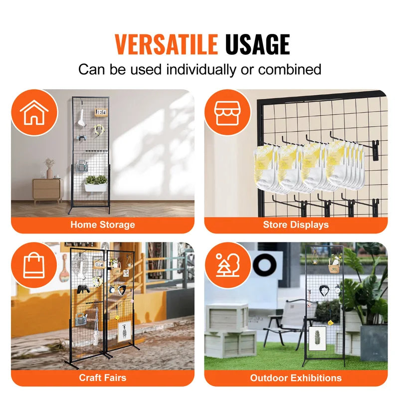 Double-Sided Grid Wall Display Panels for Retail & Art Shows - 2 Pack