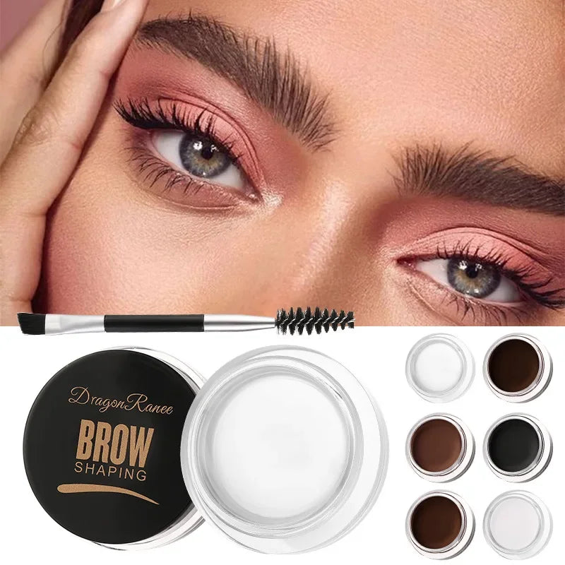 6 Color Waterproof Eyebrow Styling Cream Gel Wax with Brush - Natural & Dense Brow Fixing