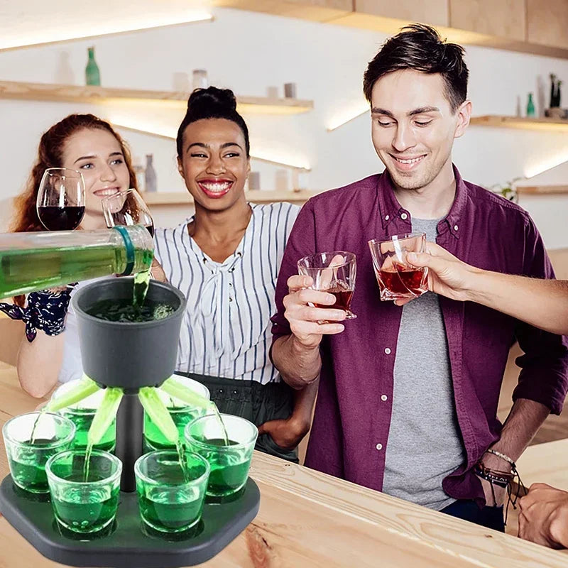 6 Shot Glass Dispenser for Liquor and Party Games - Bar Accessories