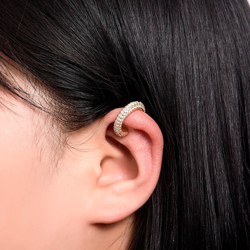 Cartilage Clip Earrings for Women Geometric Zirconia No Piercing Jewelry Gold Silver