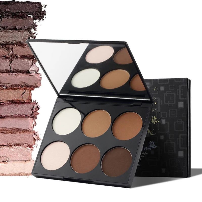 6-Color Highlighter Contour Palette Makeup Set with Bronzer & Face Powder