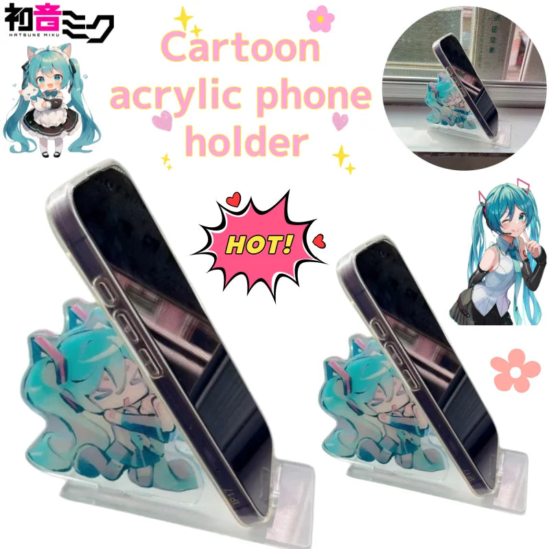 Cute Hatsune Miku Acrylic Phone Stand Desktop Ornament Cartoon Figure Gift