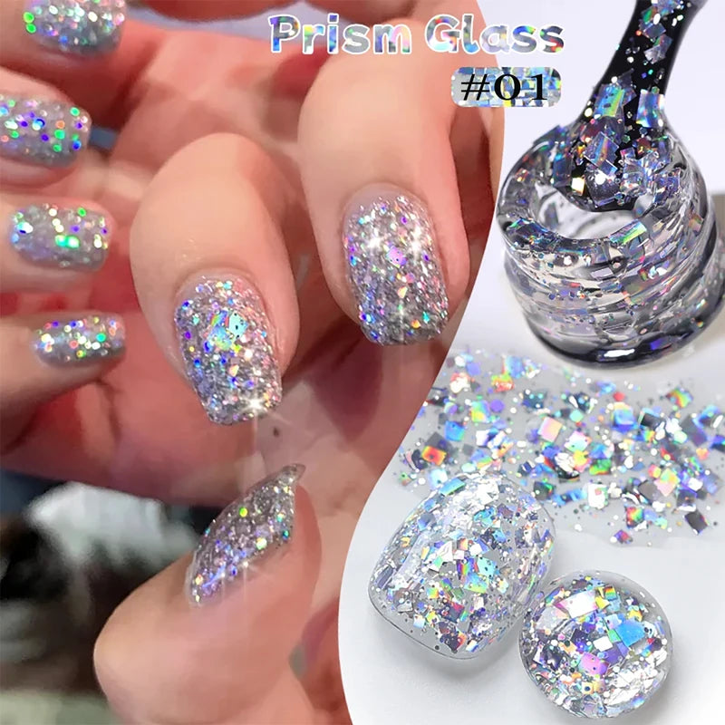 Sparkling Glitter Gel Nail Polish - Multiple Colors, Super Flash Finish
