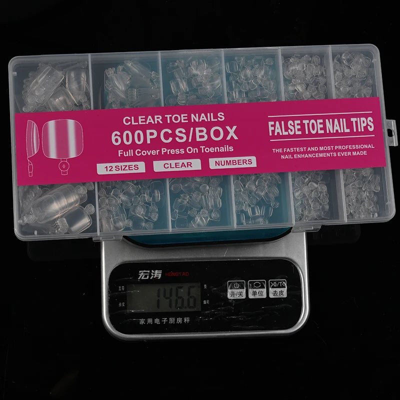 Artificial Full Cover Toe Nail Tips - Short Square Fake Toenails, 120/240/600 Pcs