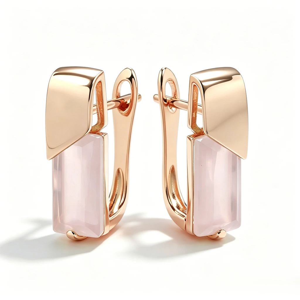 Square Drop Earrings for Women Zircon Jewelry in Rose Gold - Elegant Gift