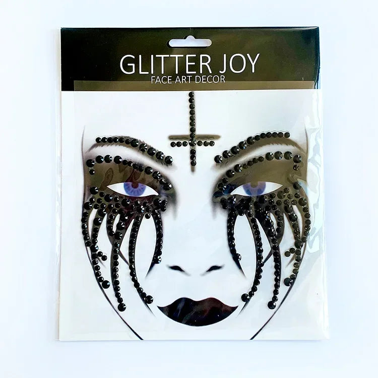Halloween Clown Horror Face Stickers - 3D Crystal Temporary Tattoos for Cosplay & Party Decor