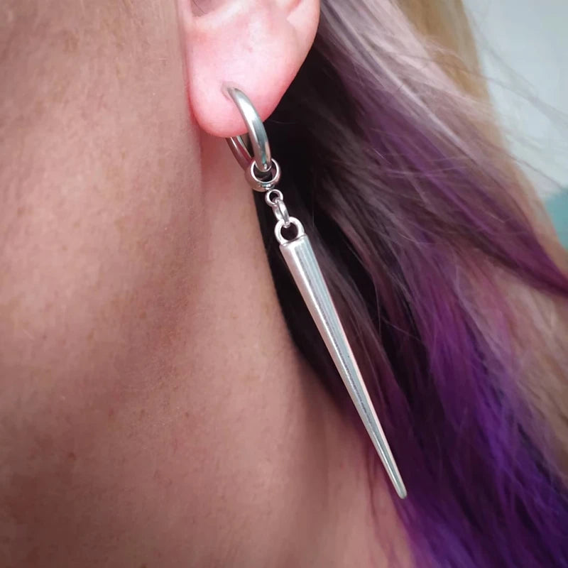 Large Spike Huggie Hoop Earrings Gothic Punk Emo Alternative Jewelry for Women & Men
