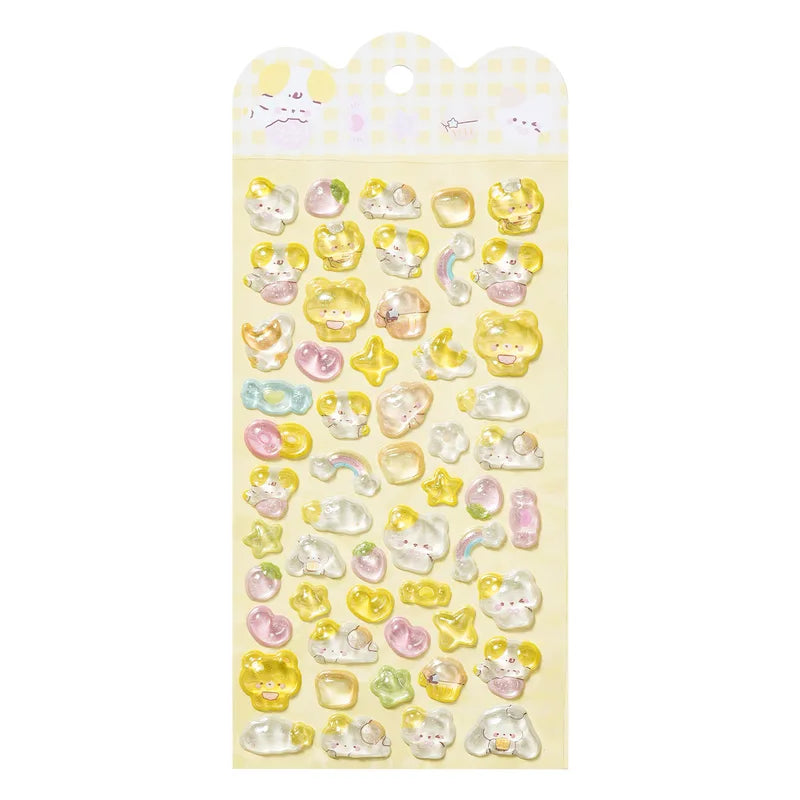 Self-Adhesive 3D Bubble Stickers for Bottles and Crafts - Cute Animals & Hearts