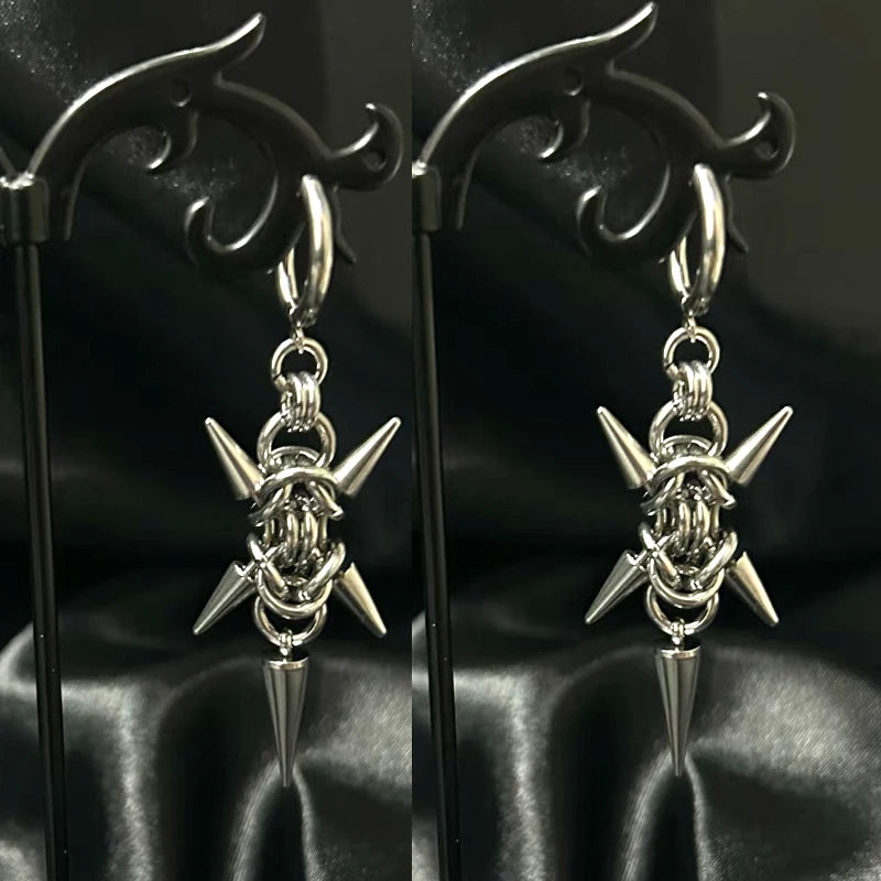 Goth Cross Rivet Earrings for Women Stainless Steel Punk Jewelry