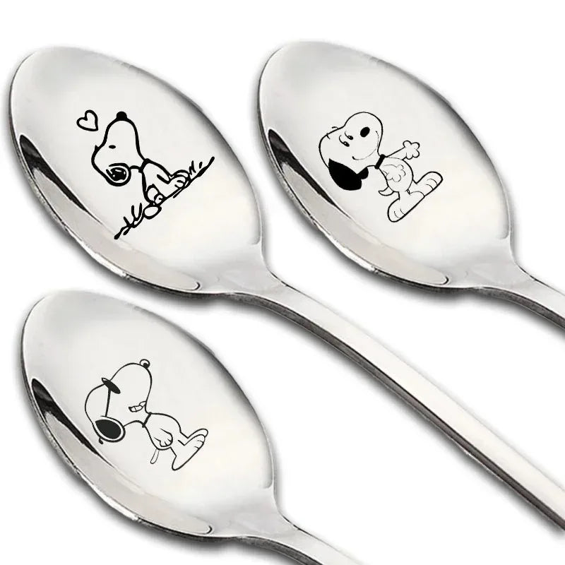 Kids Cartoon Snoopy Stainless Steel Spoon Set - Children's Tableware & Birthday Gifts