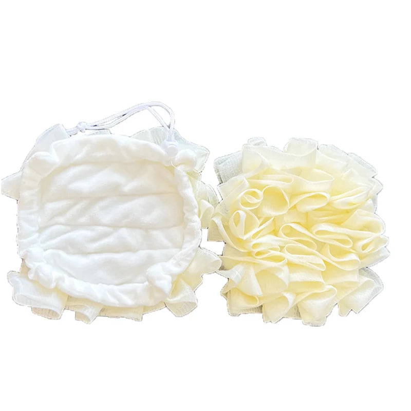 Soft Skin-Friendly Floral Lace Bath Sponge with Soap Storage Bag - 2-in-1 Exfoliator and Shower Accessory