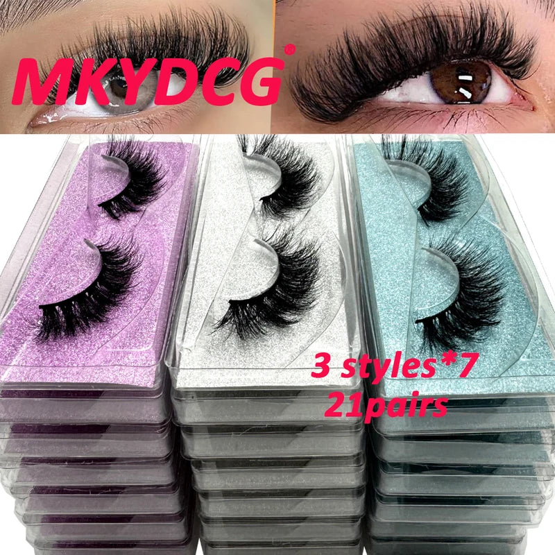 21 Pairs 3D Mink False Eyelashes Fluffy Dramatic Makeup Lashes - Cruelty-Free
