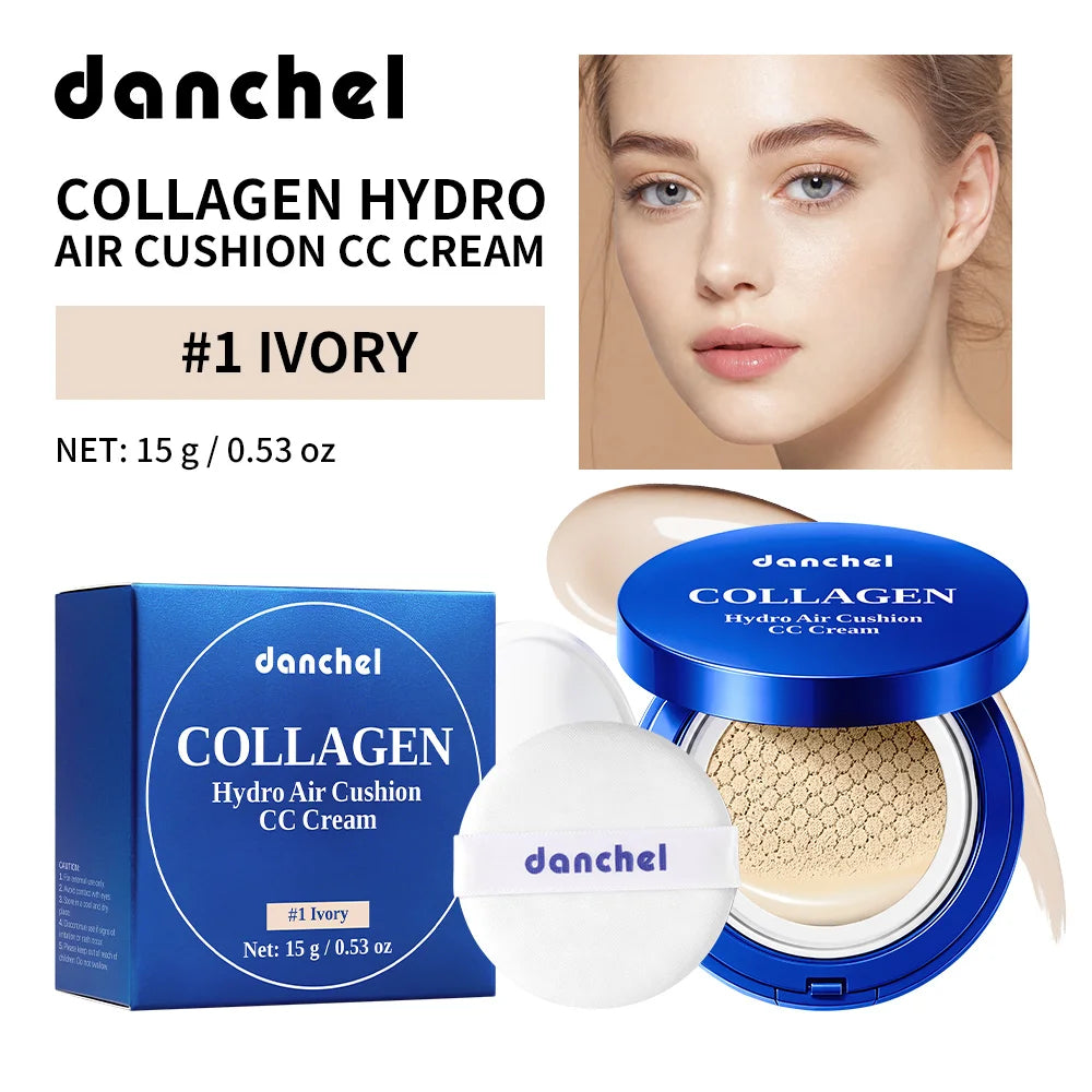 Collagen Air Cushion CC Cream Foundation with Hydration & Brightening for Natural Dewy Look