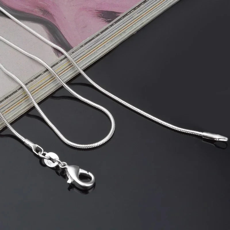 Sterling Silver Necklace Women Snake Chain 1mm Jewelry 16-24in