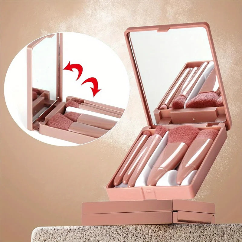 Multi-Functional Eye Makeup Brush Set with Mirror and Storage Box - Soft Hair Cosmetic Tools