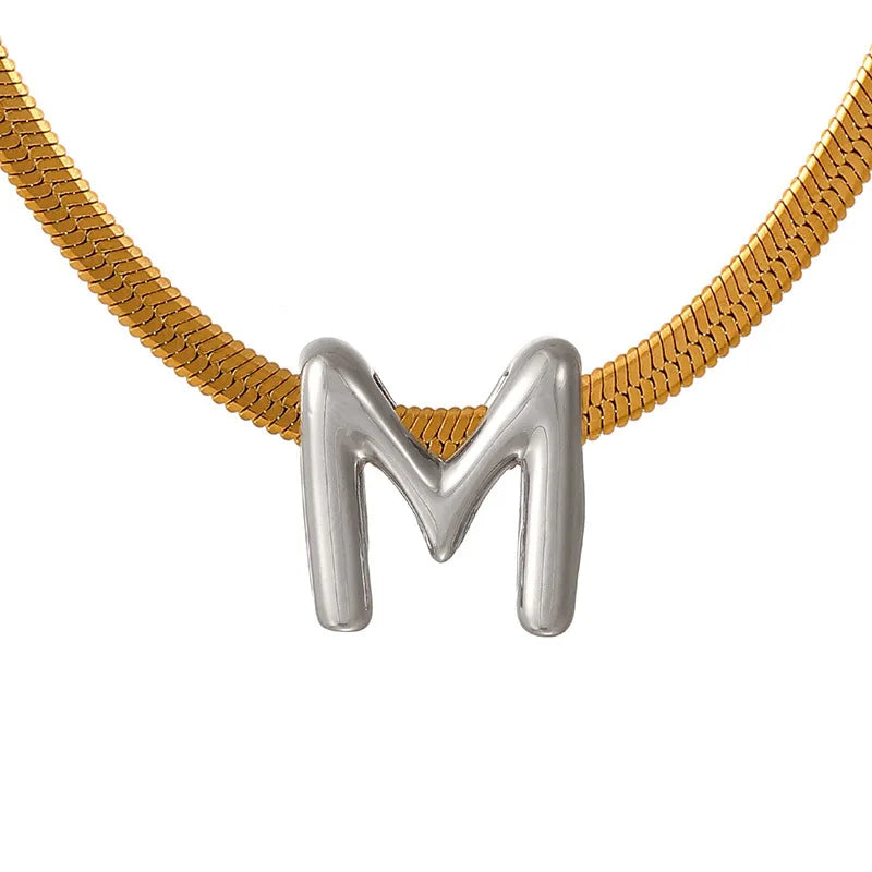 Simple Stainless Steel Letter Necklace for Women - Luxury Waterproof DIY Jewelry
