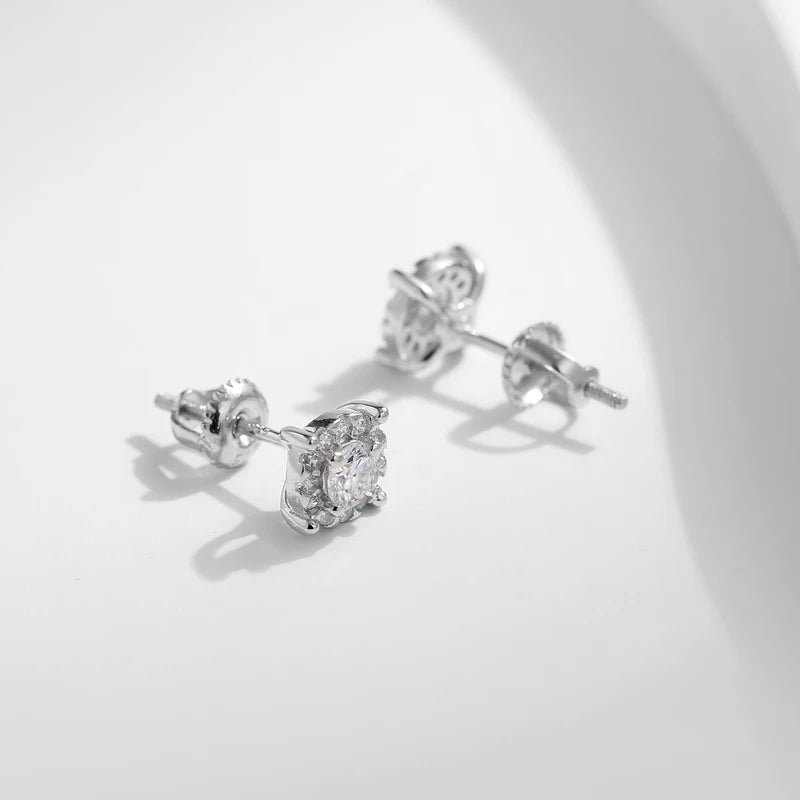 D Color Moissanite Stud Earrings 3.5mm Lab Created Diamond Silver Bridal Jewelry