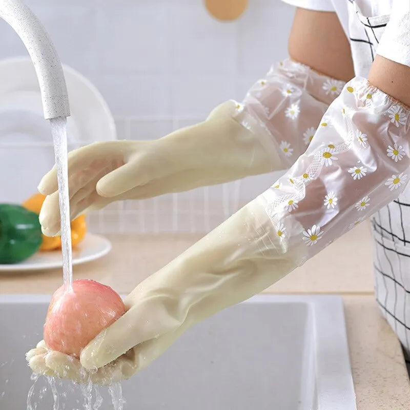 Waterproof Household Cleaning Gloves - Latex, Wear-Resistant, Multi-Color