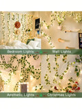 Battery Powered Ivy String Lights with Leaf Design - 32.81ft 100 LEDs for Garden, Party, Bedroom Decor