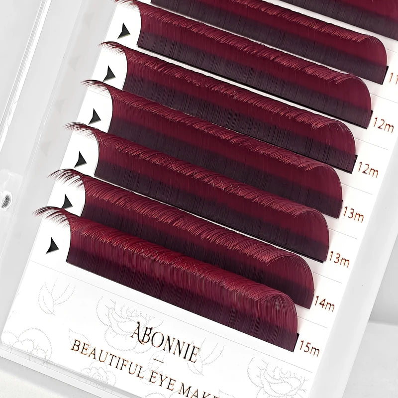 Abonnie Volume Red Colored False Eyelash Extensions - Fluffy, Classic Lash Sets