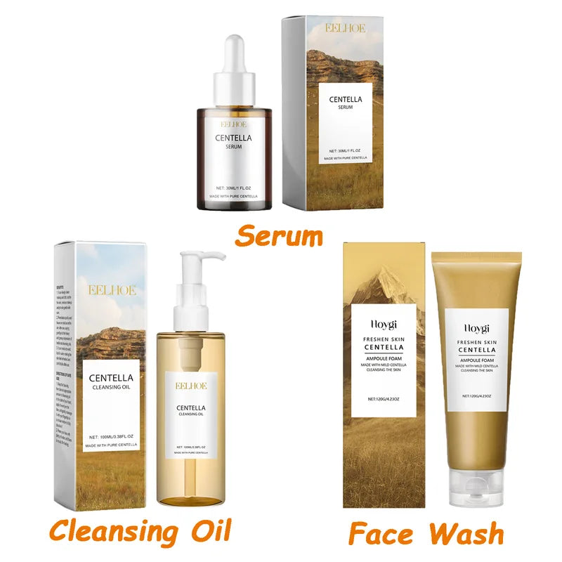 Centella Skin Care Set with Serum, Face Wash & Cleansing Oil - Soothing & Refreshing