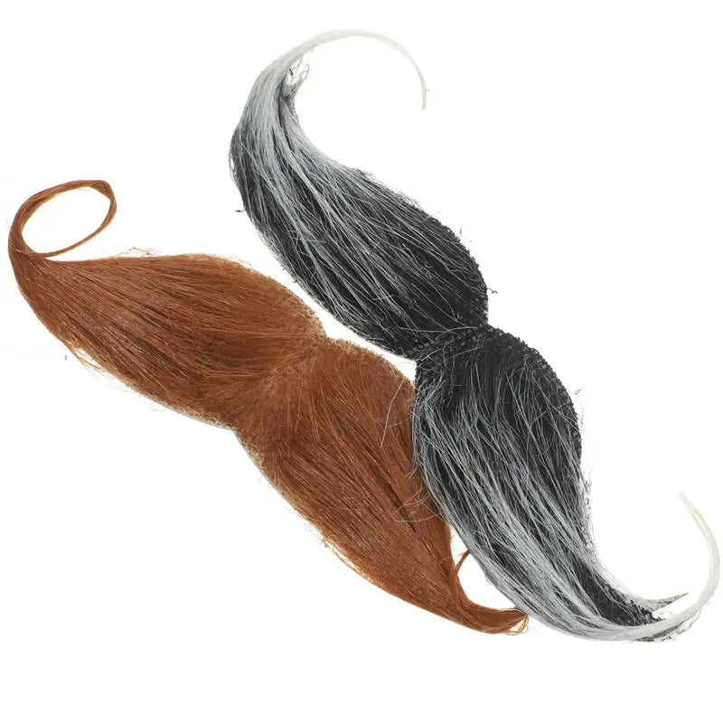 Self Adhesive Fake Mustaches Set - 2 Colors for Costume & Halloween Play