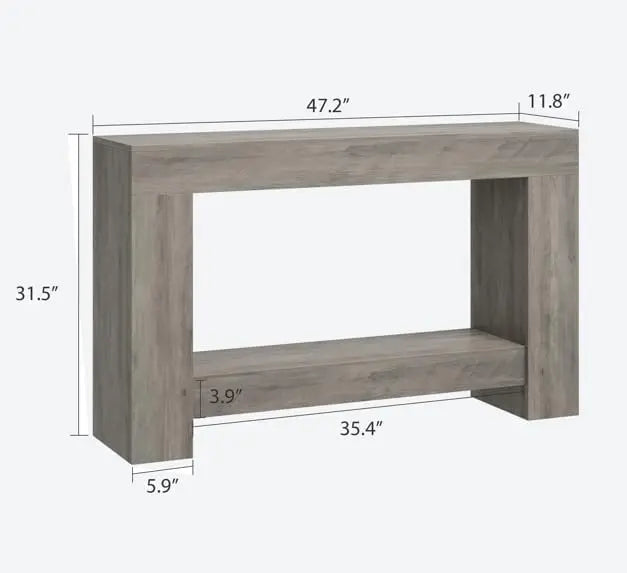 Farmhouse 47-Inch Wooden Console Table with Open Storage for Entryway, Living Room & Hallway