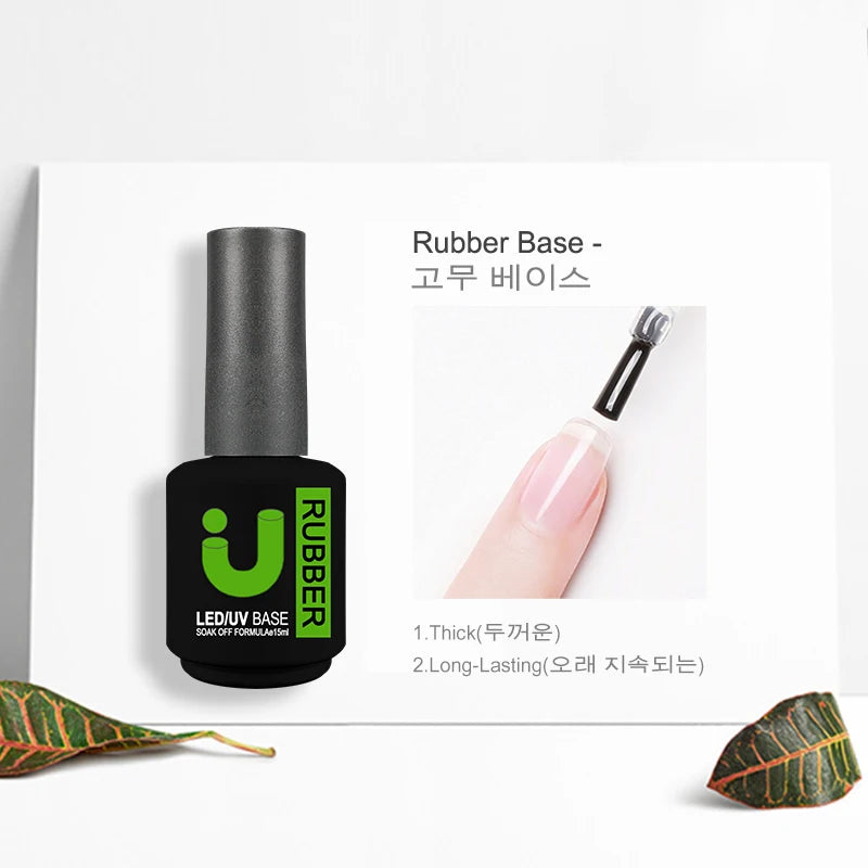 Rubber Base & Top Coat Gel Nail Polish Kit - 15ml Semi-Permanent for Manicure & Gel Varnish