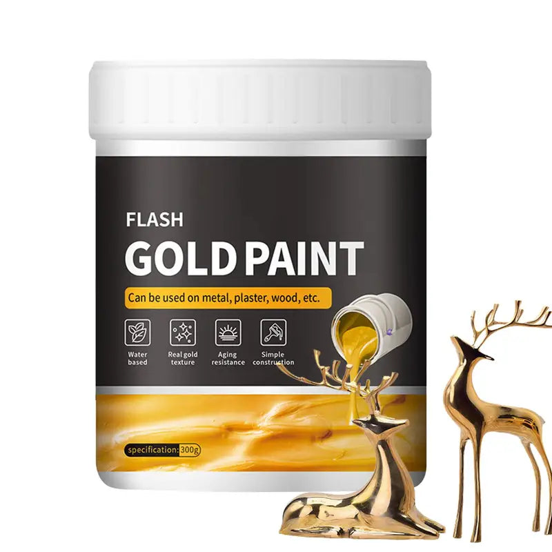Liquid Gold Paint 300g Metallic Gilding Paint for Wood Metal Plaster Art
