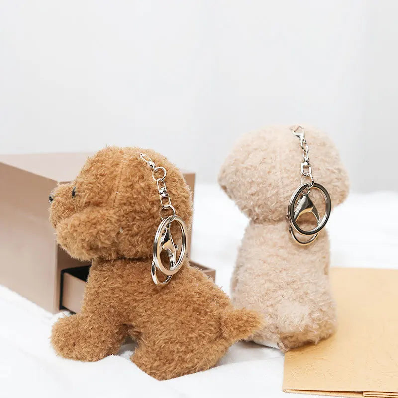 12cm Cute Teddy Dog Plush Keychain Small Pendant Kids Toy Backpack Accessory Christmas Gift