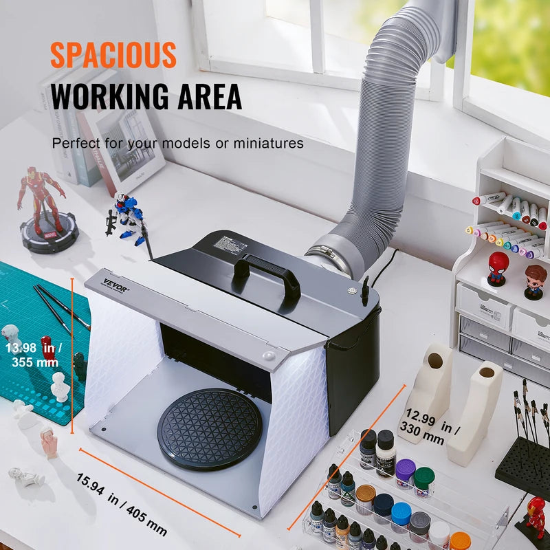 Portable Airbrush Spray Booth Kit with LED Lights & Dual Exhaust Fans