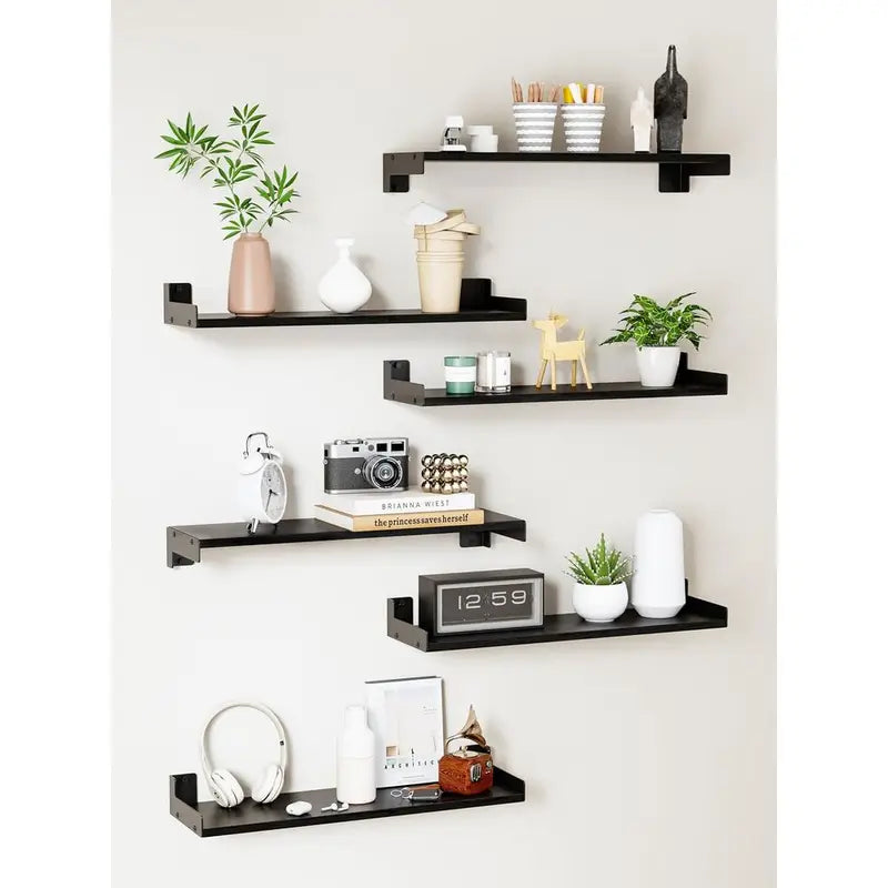 Set of 6 Rustic Wall Floating Shelves for Bathroom Kitchen Living Room