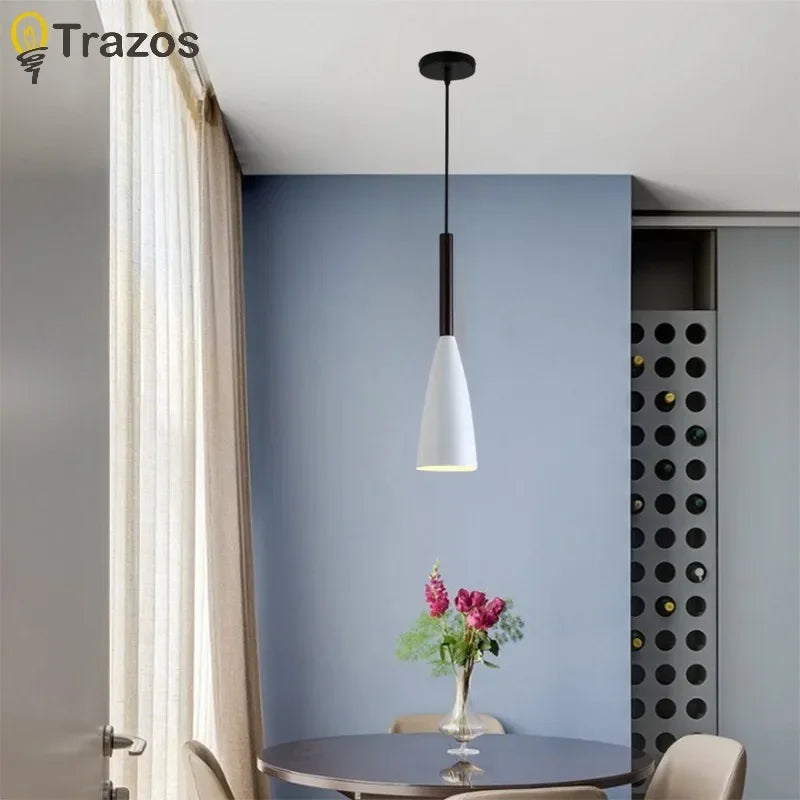 Nordic Style Modern Chandelier for Living Room Bedroom Kitchen Black White Gray