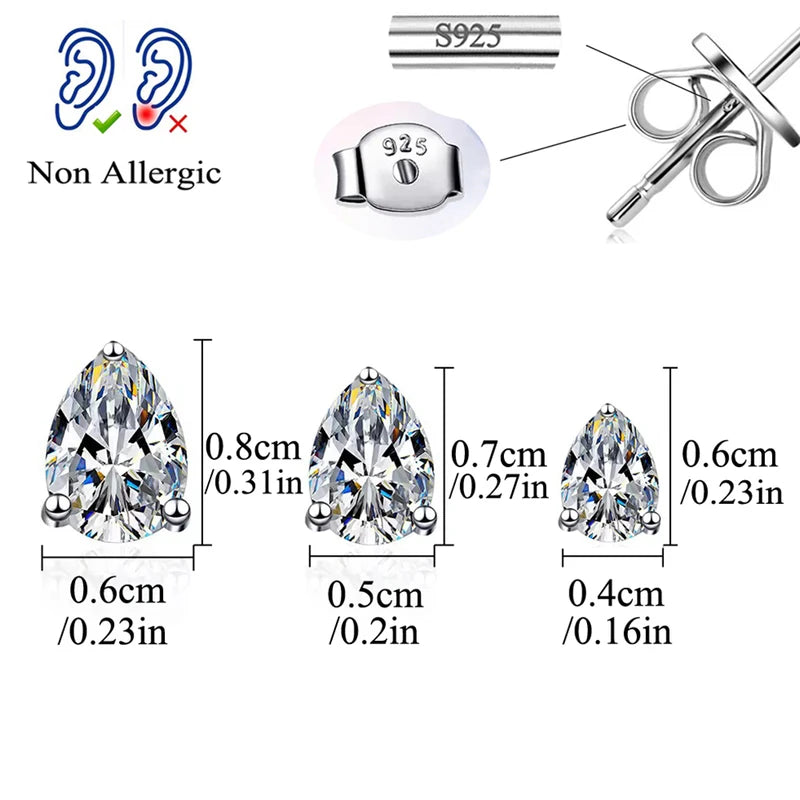 Sterling Silver Water Drop Earrings with CZ Crystals for Women - Multiple Colors