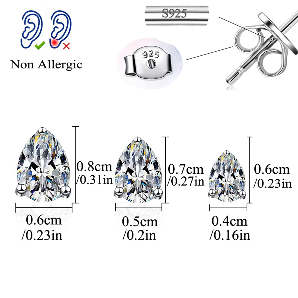 Sterling Silver Water Drop Earrings with CZ Crystals for Women - Multiple Colors