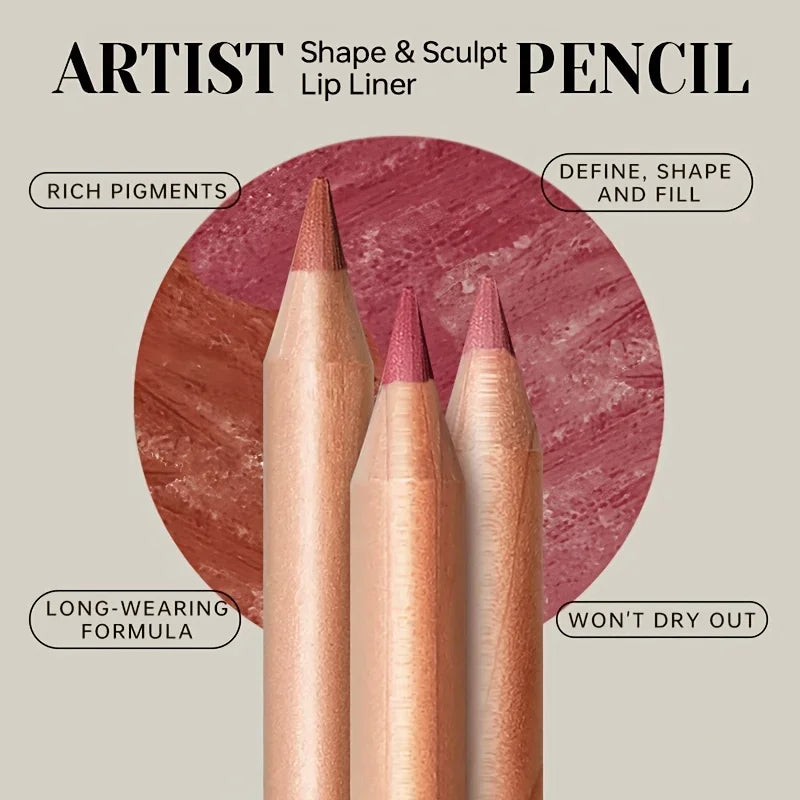 Waterproof Matte Lip Liner Pencil - Long Lasting High Pigment Lip Makeup for Women