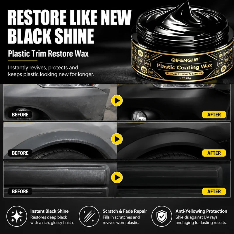 Car Wax Restorer for Scratches & Fading - Black Trim Protection 70g