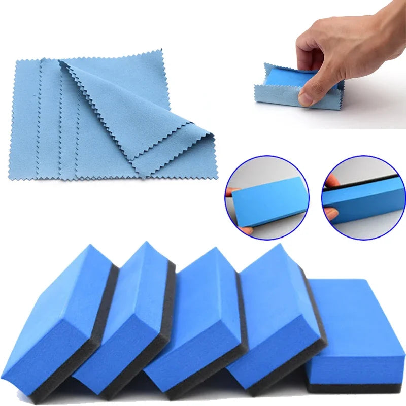 Car Ceramic Coating Applicator Kit - Blue Sponge & Microfiber Cloth for Wax & Paint Protection