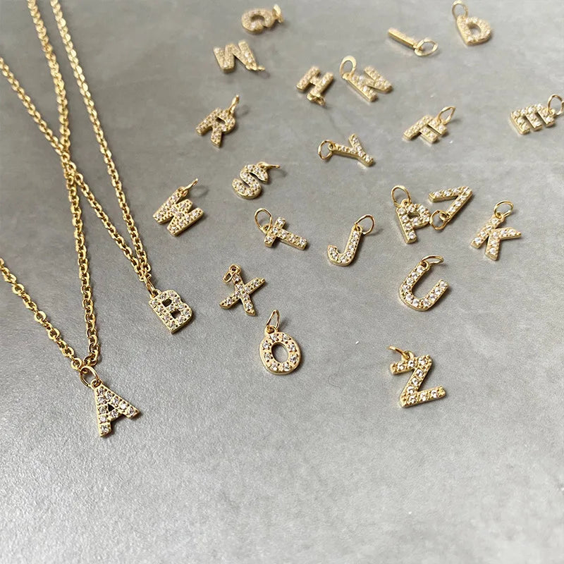 Letter Pendant Necklace & Bracelet Set - Alphabet Initial Charms Jewelry