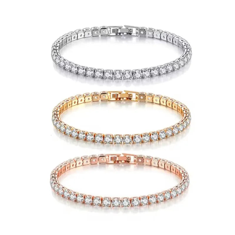 Geometric Square Zircon Bracelet for Women Men - Stainless Steel Jewelry Gift