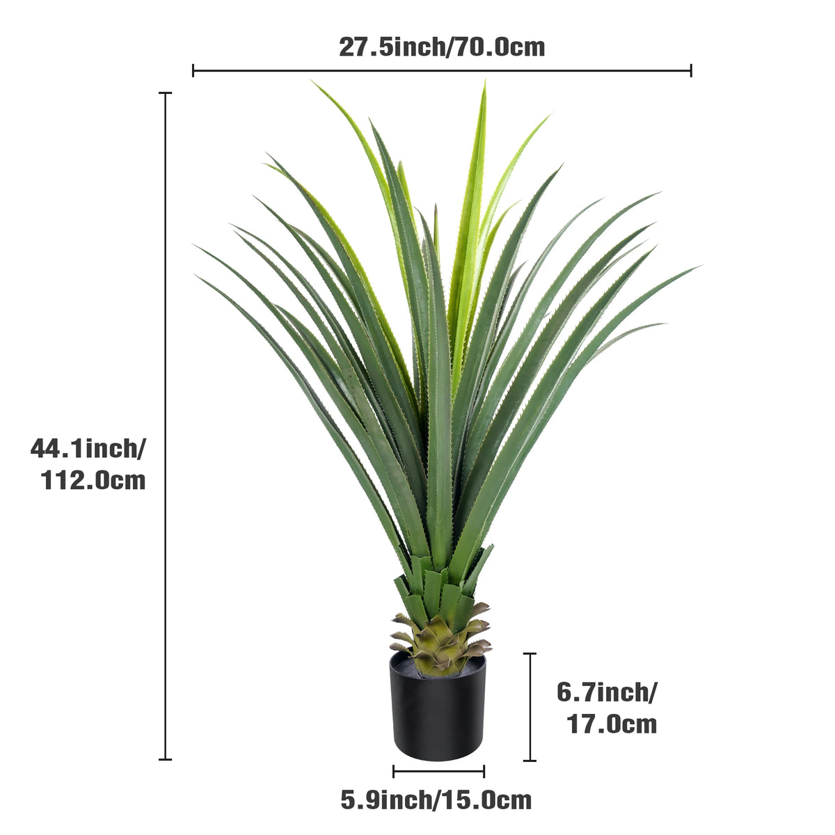 Artificial Spiked Agave Plant in Potted Decor - Indoor & Outdoor Faux Succulent