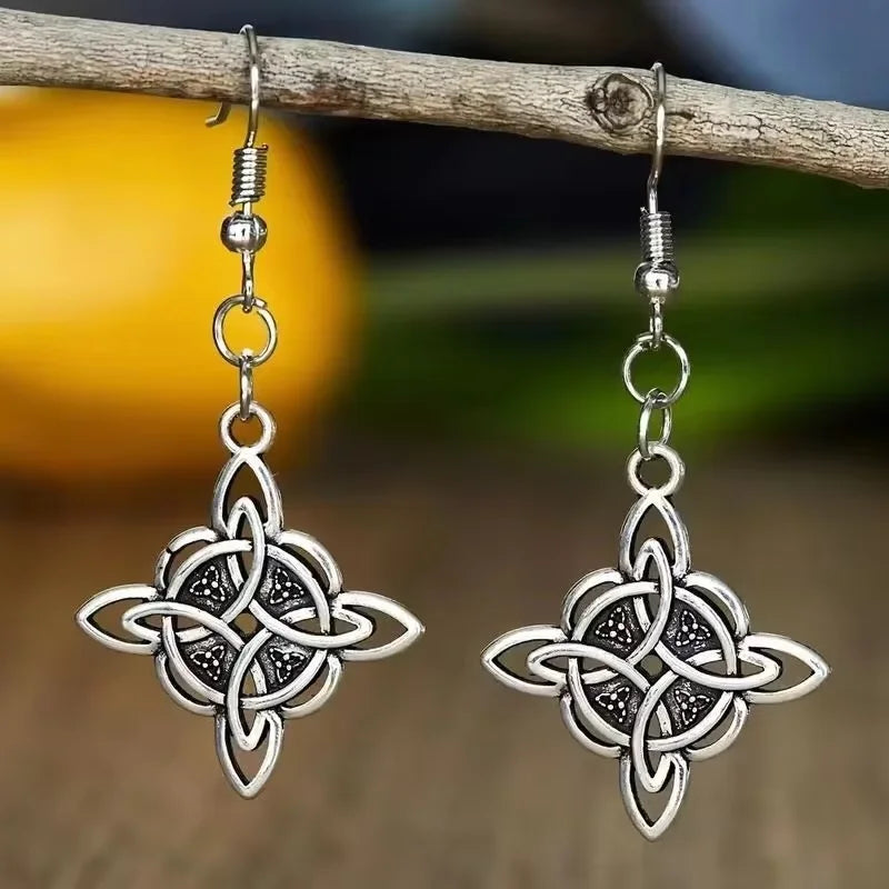 Vintage Witch Knot Earrings Celtic Pagan Wicca Symbol Jewelry for Women