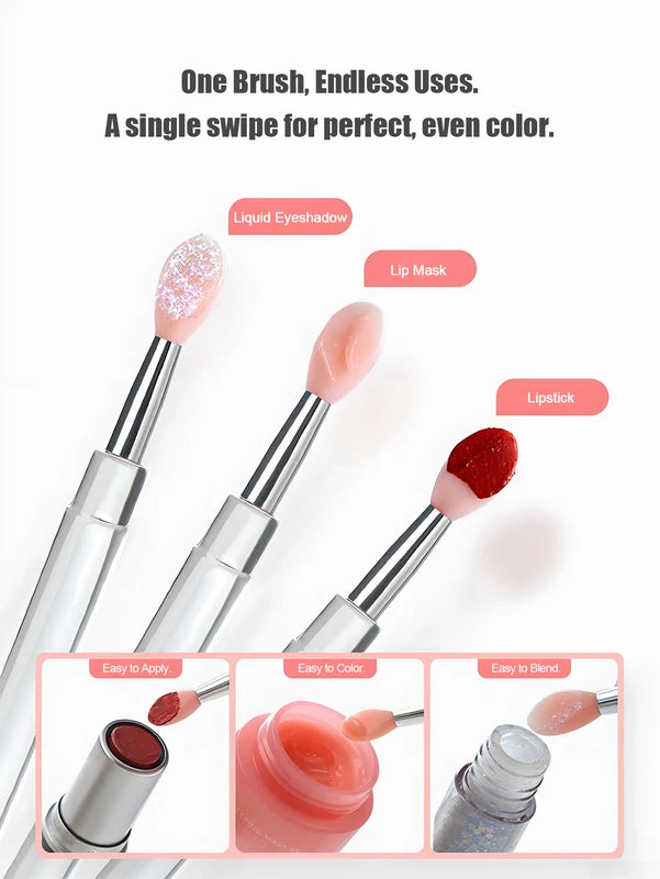 Reusable Silicone Lip Brush with Cap - Portable Dual-Ended Makeup Applicator