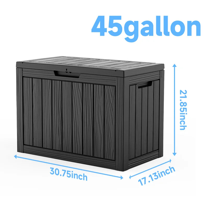45-Gallon Waterproof Outdoor Storage Box with Locking Lid and Seat Bench