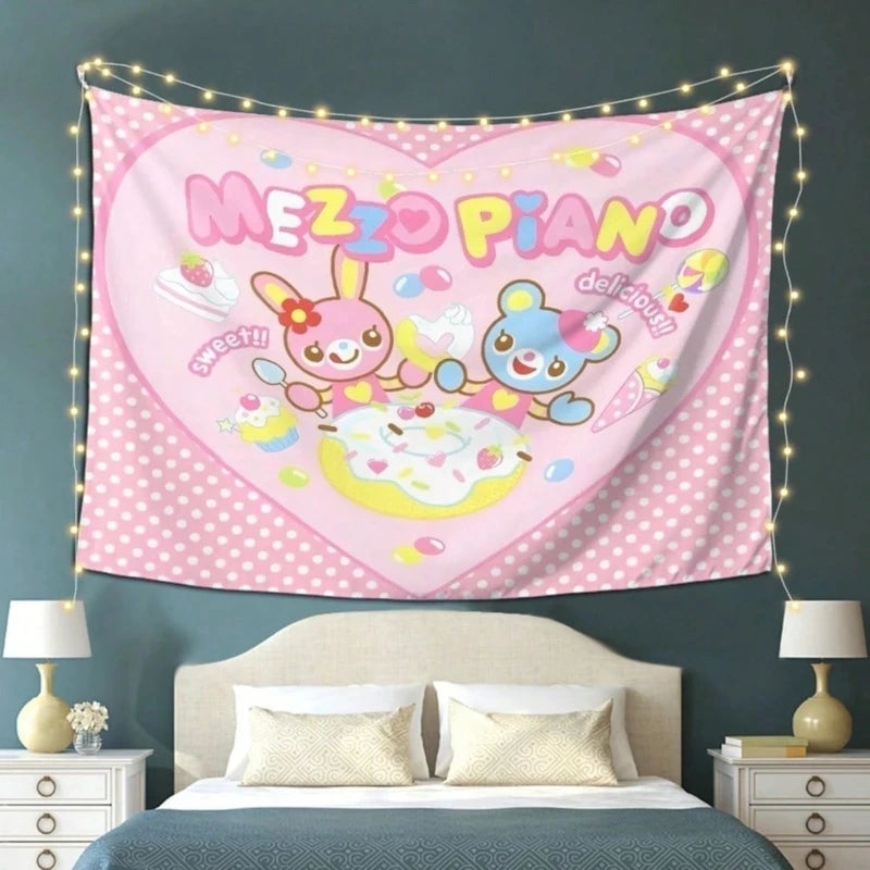 Kawaii Wall Hanging Tapestry - Pastel Decorative Wall Art for Bedroom & Nursery