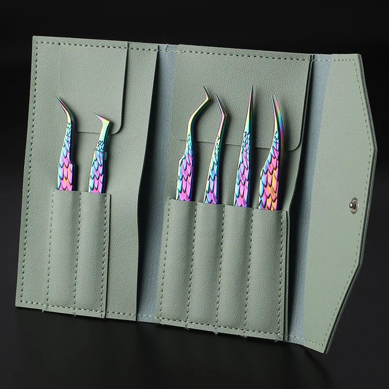 High-Precision False Eyelash Tweezers Set for Eyelash Extension & Nail Art - 6 Pcs
