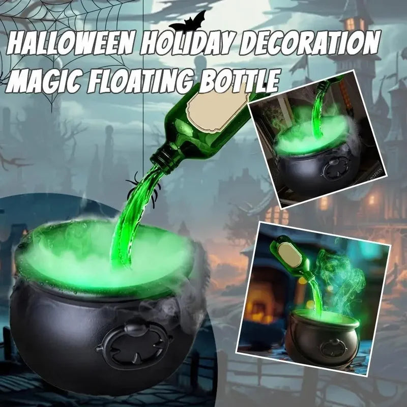 Halloween Witch Cauldron with LED Light & Fog Effect – Spooky Skeleton Decor