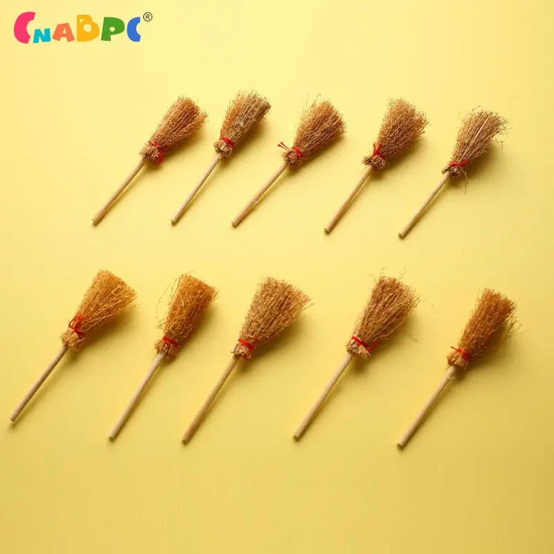 Mini Broom Set for Halloween Decorations - Hanging Witch Broom Props, 5 or 10 Pieces