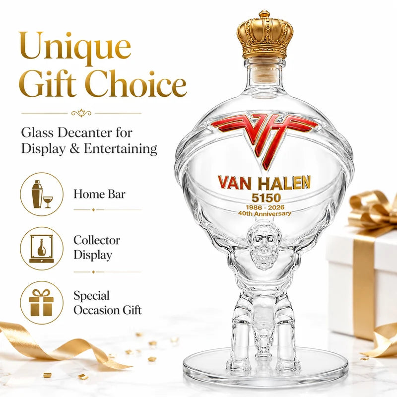 Van Halen 40th Anniversary Whiskey Decanter - Atlas Man Glass Liquor Bottle